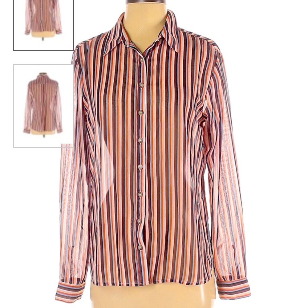 Wild fable striped sheer polyester button down